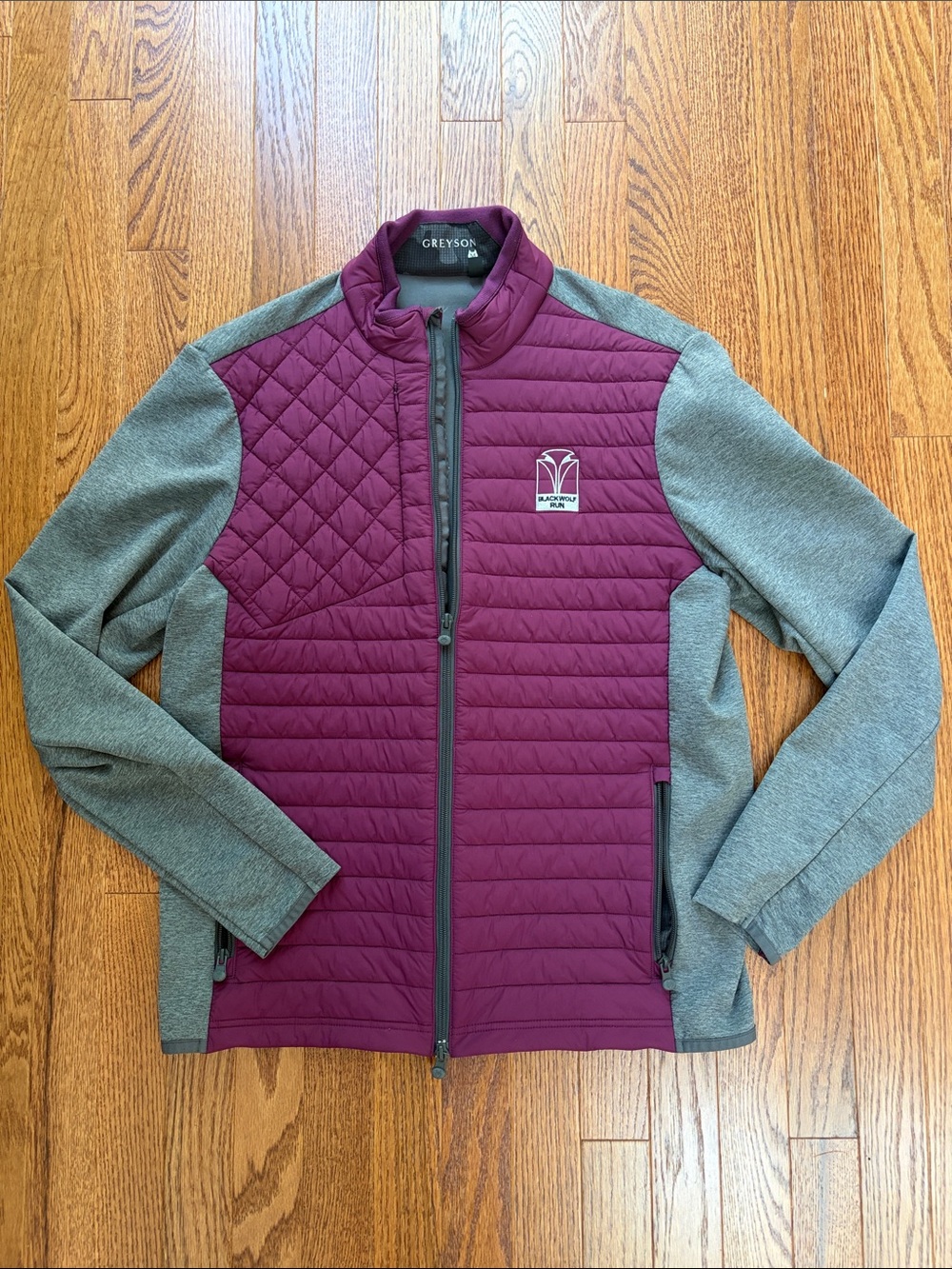 Greyson Plum Quilted Jacket with Gray Knit Accents